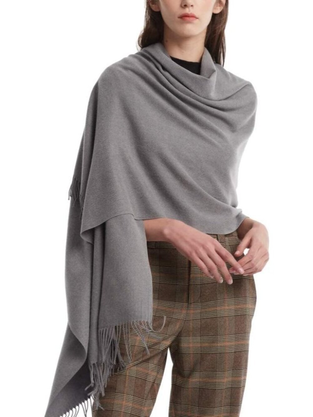 〽️Women's Light Grey Evening Dresses Blanket Imported Pashmina Shawl Scarves